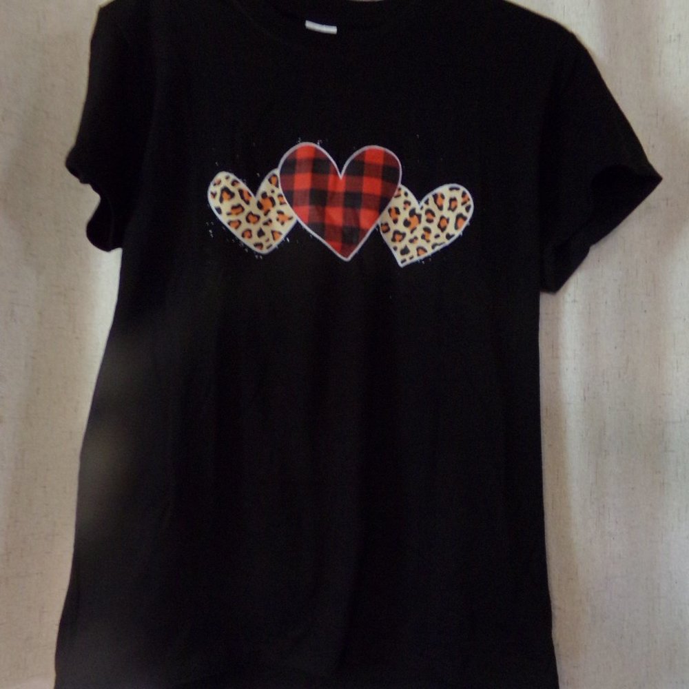 cheetah and plaid hearts t-shirt